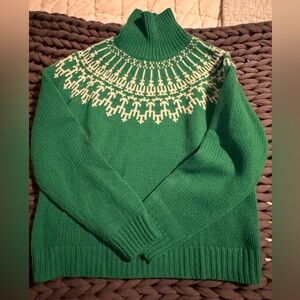 Tory Sport Court Green Mountain Fairisle Lambswool Sweater. Size Small.  NWT